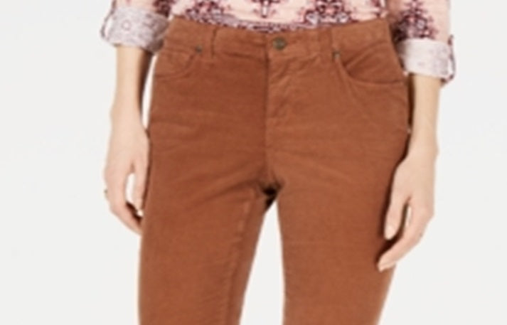 Calça de veludo cotelê com controle de barriga feminina Style &amp; Co, marrom, tamanho 10