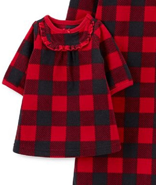 Camisola Carter's Little &amp; Big Girl's 2 peças xadrez Buffalo e camisola de boneca combinando vermelha tamanho 2-3