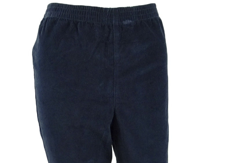 Calça de veludo cotelê feminina Karen Scott, azul, tamanho pequeno GG