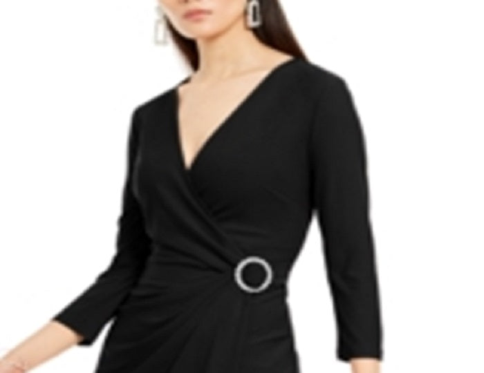 Vestido envelope feminino com detalhes embelezados da INC International Concepts, preto, tamanho pequeno XL