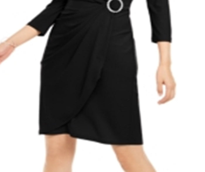 Vestido envelope feminino com detalhes embelezados da INC International Concepts, preto, tamanho pequeno XL