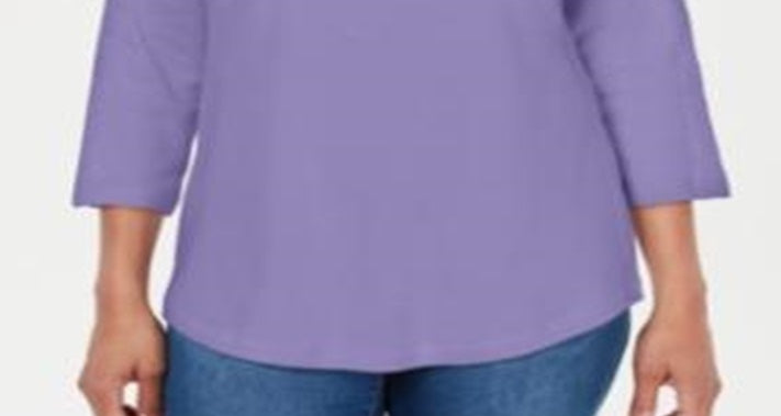 Karen Scott Top Feminino de Algodão com Acabamento em Renda Roxo Tamanho XS