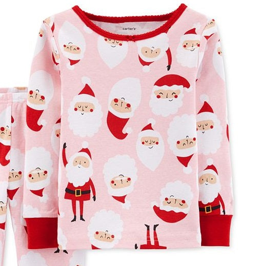Conjunto de pijama de Papai Noel Carter's Baby Girls, 2 peças, rosa, tamanho 24 meses