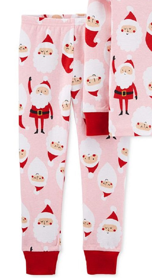 Conjunto de pijama de Papai Noel Carter's Baby Girls, 2 peças, rosa, tamanho 24 meses