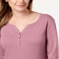 Karen Scott Top Henley de Algodão Feminino Rosa Tamanho P