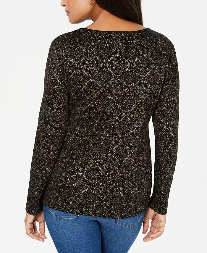 Karen Scott Top Medalhão Shimmer Feminino Preto Tamanho P