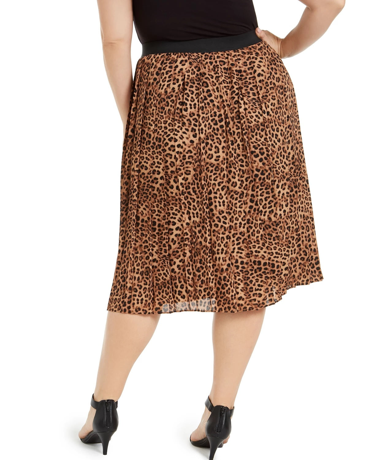 Charter Club Saia plissada feminina plus size com estampa animal e comprimento médio da panturrilha, bege, tamanho 1X
