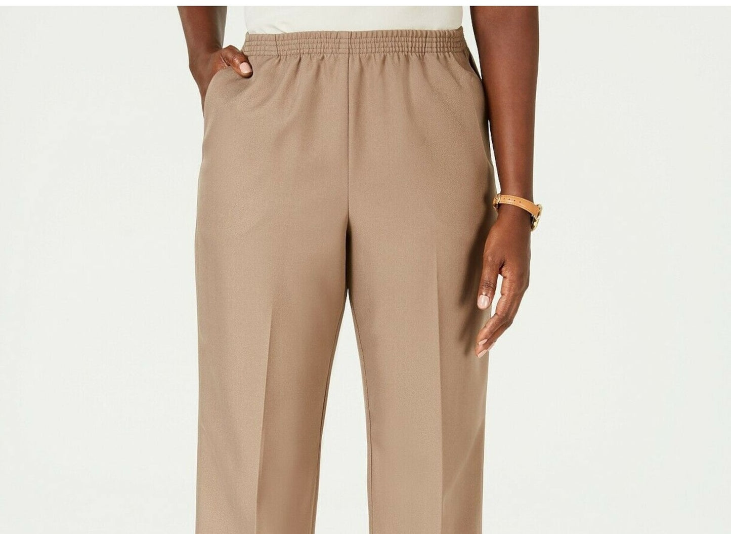 Calça feminina Karen Scott, marrom, tamanho pequeno, G
