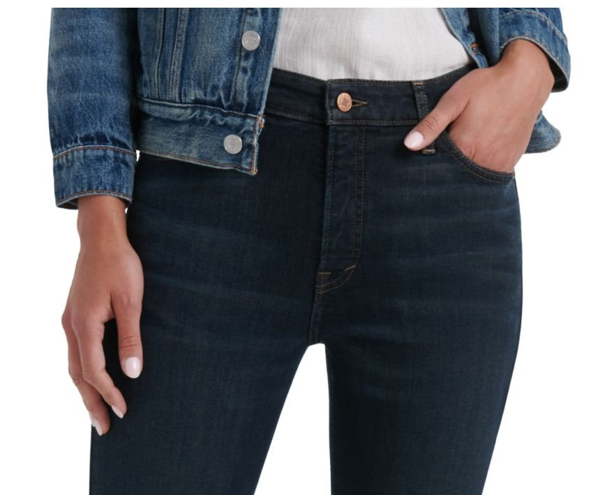Calça jeans feminina Lucky Brand com zíper e perna reta, preta, tamanho 6/28