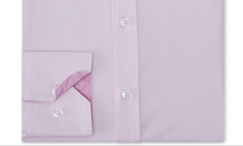 Camisa social listrada elástica de desempenho sem ferro Tallia masculina, tamanho G, rosa
