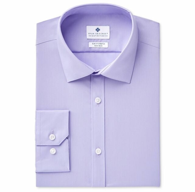 Camisa social masculina Ryan Seacrest Slim Fit com botões, roxa, tamanho 15x32-33