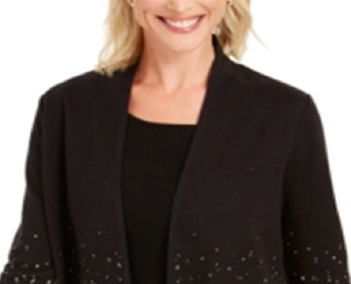 Casaco feminino JM Collection Ombre Jacquard preto tamanho pequeno