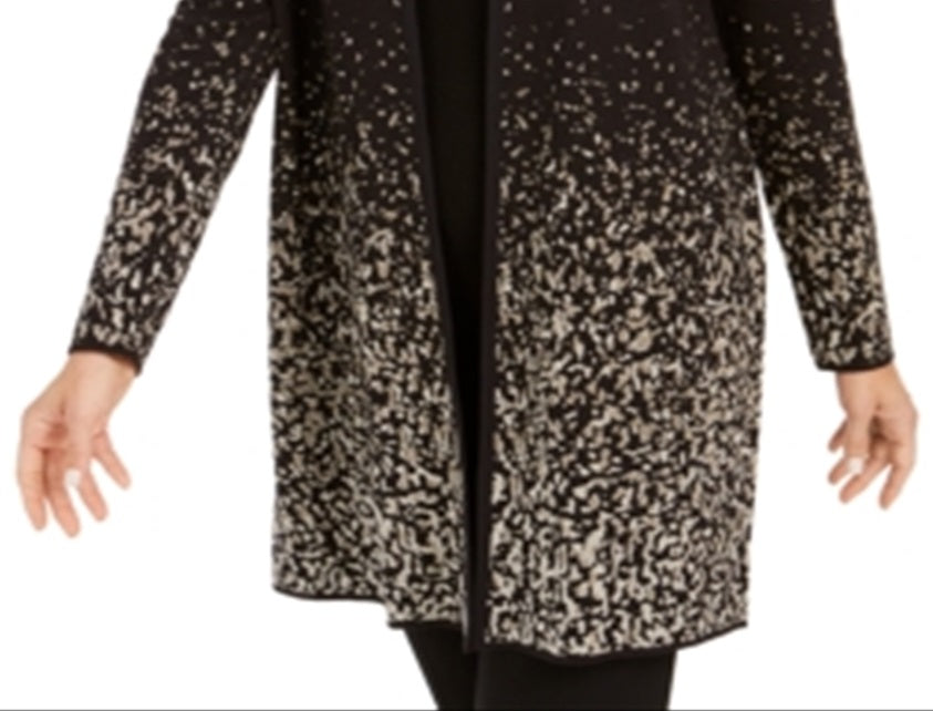 Casaco feminino JM Collection Ombre Jacquard preto tamanho pequeno