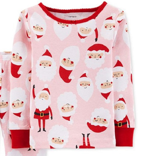 Calça de dormir Carter's para meninas, estampa de Papai Noel, pijama rosa, tamanho 5T