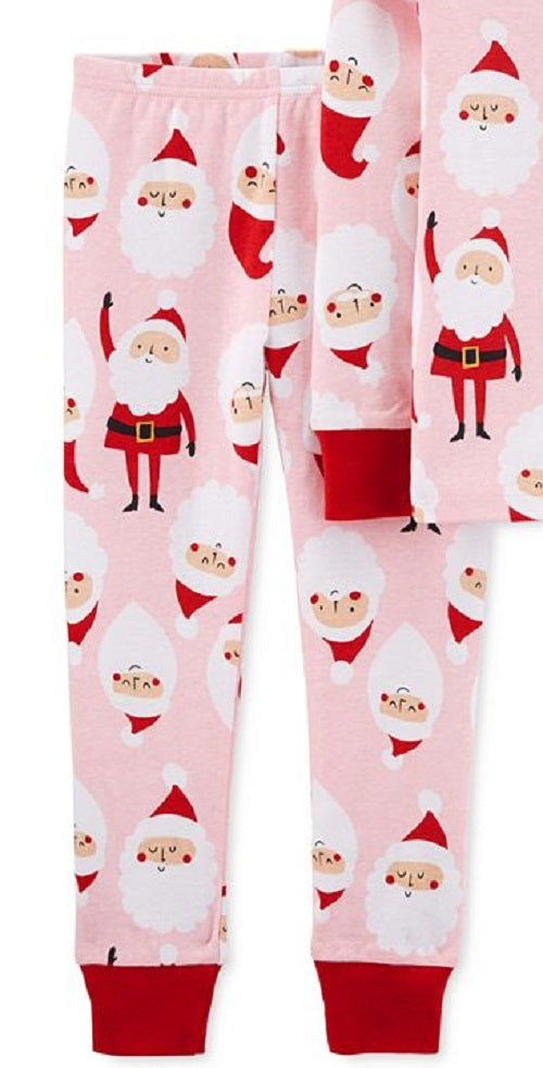 Calça de dormir Carter's para meninas, estampa de Papai Noel, pijama rosa, tamanho 5T