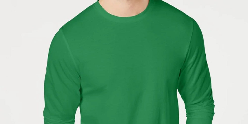 Camiseta masculina de manga comprida Club Room, verde, tamanho XX-G