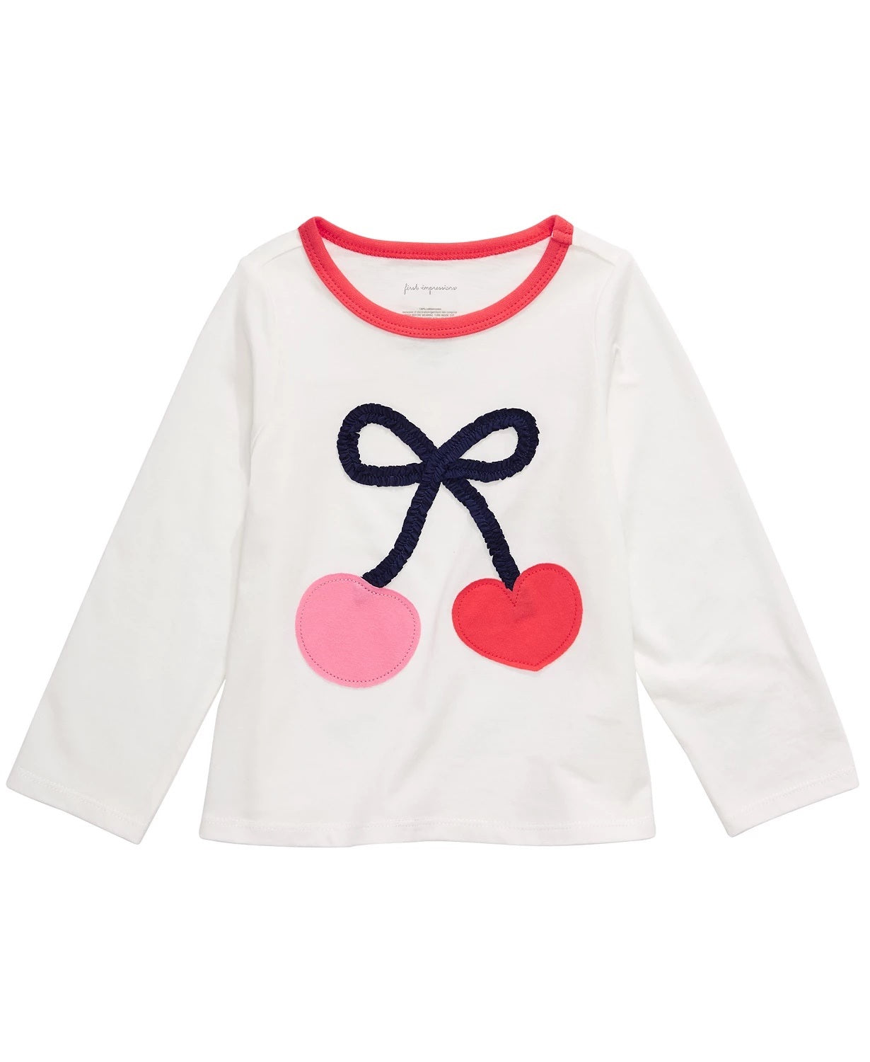 Camiseta de algodão com estampa de cerejas First Impressions para bebê menina, tamanho 18 meses, branca