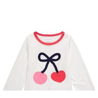 Camiseta de algodão com estampa de cerejas First Impressions para bebê menina, tamanho 18 meses, branca