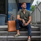 Camisa Volcom Masculina Beasley Slim Fit Listrada Manga Curta com Botões Verde Tamanho Médio