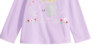 Camiseta infantil manga longa elefante First Impressions para meninas, roxa, tamanho 3-6 meses