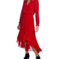 1.STATE Vestido Feminino Smocked High-Low Vermelho
