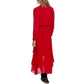 1.STATE Vestido Feminino Smocked High-Low Vermelho