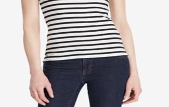 Ralph Lauren Feminino Botões Ombro Tira Branco Tamanho P