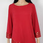 JM Collection Top túnica feminina com bainha cruzada e lantejoulas, vermelho, tamanho M