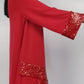 JM Collection Top túnica feminina com bainha cruzada e lantejoulas, vermelho, tamanho M