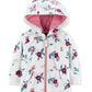 Macacão Carter's para meninas, estampa floral, de lã, com capuz, branco, tamanho 24 meses