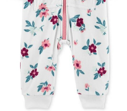 Macacão Carter's para meninas, estampa floral, de lã, com capuz, branco, tamanho 24 meses