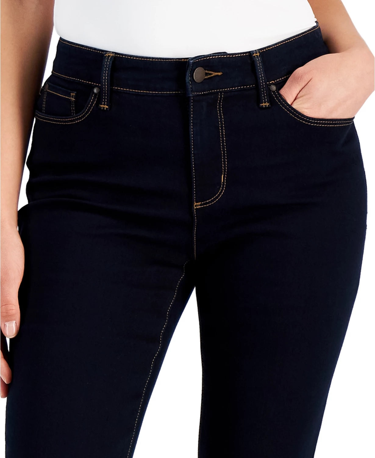 Calça jeans feminina Charter Club Petite Lexington reta, azul marinho, tamanho 4 P