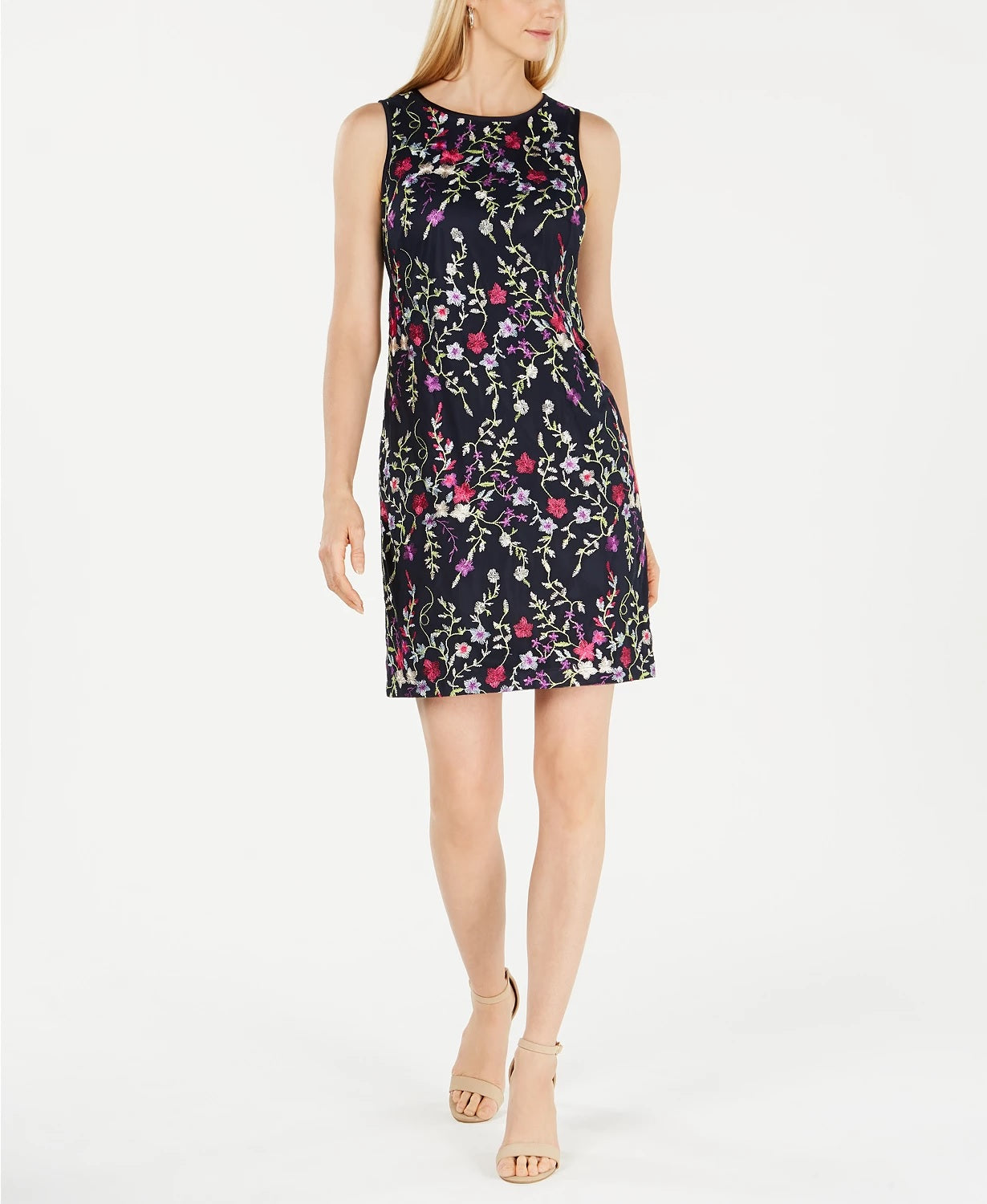 Vestido Ilusão Bordado Floral Pequeno Jessica Howard Feminino Azul Tamanho 14 P