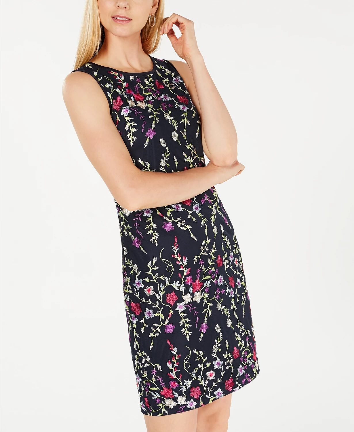 Vestido Ilusão Bordado Floral Pequeno Jessica Howard Feminino Azul Tamanho 14 P