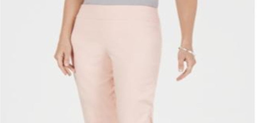 Calça capri feminina com controle de barriga e bainha abotoada JM Collection, tamanho XX-G