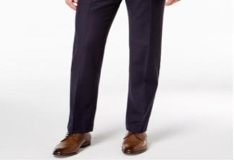 Calça social masculina Ralph Lauren Classic Fit Windowpane de flanela azul tamanho 42x32