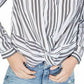Blusa feminina de cetim granulado com amarração frontal, azul, tamanho XS, da INC International Concepts