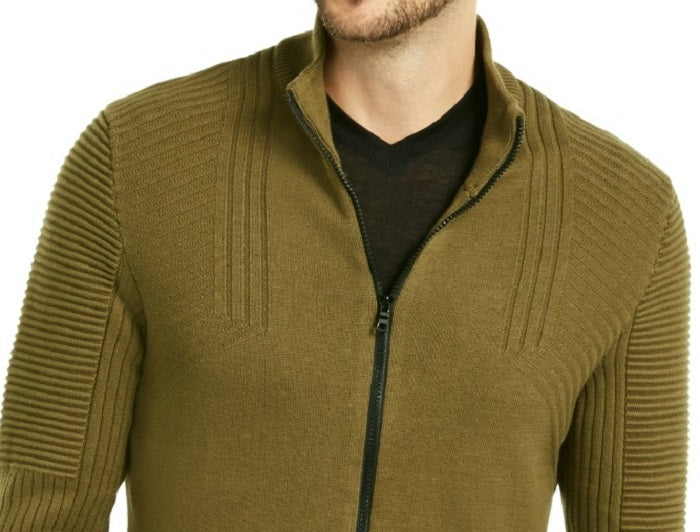 Cardigan Samuel com zíper frontal masculino da INC International Concepts, verde, tamanho XXL