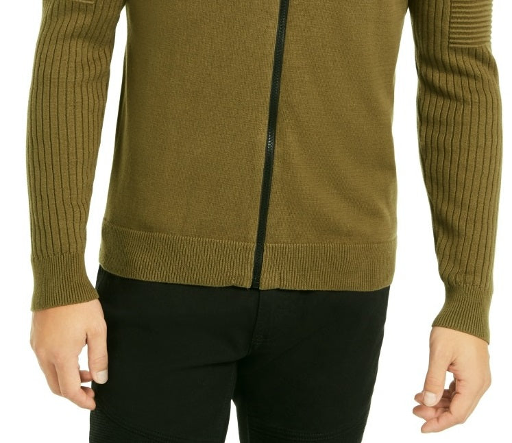 Cardigan Samuel com zíper frontal masculino da INC International Concepts, verde, tamanho XXL