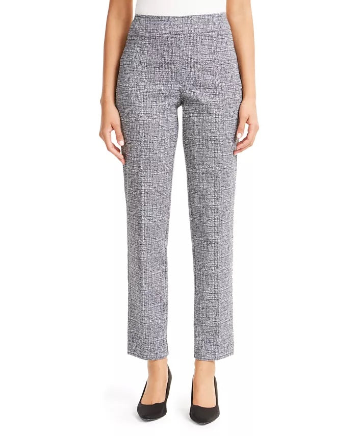 Calça feminina JM Collection Jacquard reta azul tamanho XX-G