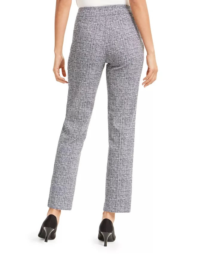 Calça feminina JM Collection Jacquard reta azul tamanho XX-G