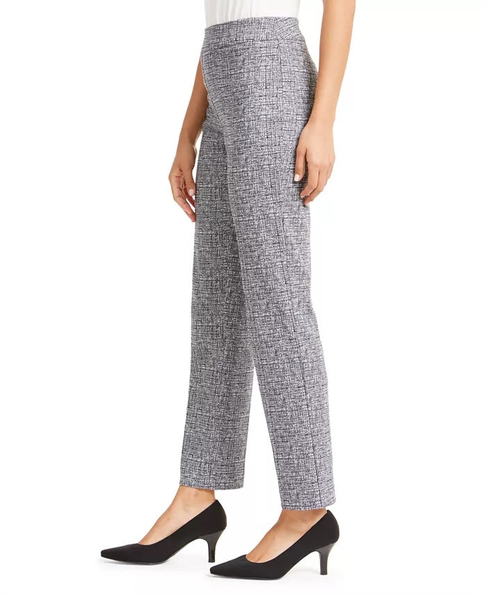 Calça feminina JM Collection Jacquard reta azul tamanho XX-G