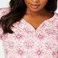 Camisa Henley estampada manga 3/4 feminina Karen Scott, rosa, tamanho XS