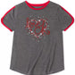 Camiseta Calvin Klein Big Girls Love com manga de golfinho, cor carvão, tamanho 7