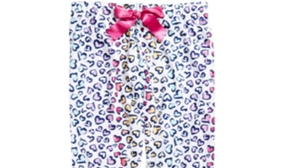 Calça de pijama estampada com coração para meninas Max &amp; Olivia Little &amp; Big, branca, tamanho M