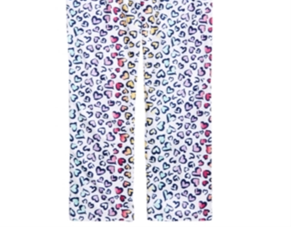 Calça de pijama estampada com coração para meninas Max &amp; Olivia Little &amp; Big, branca, tamanho M