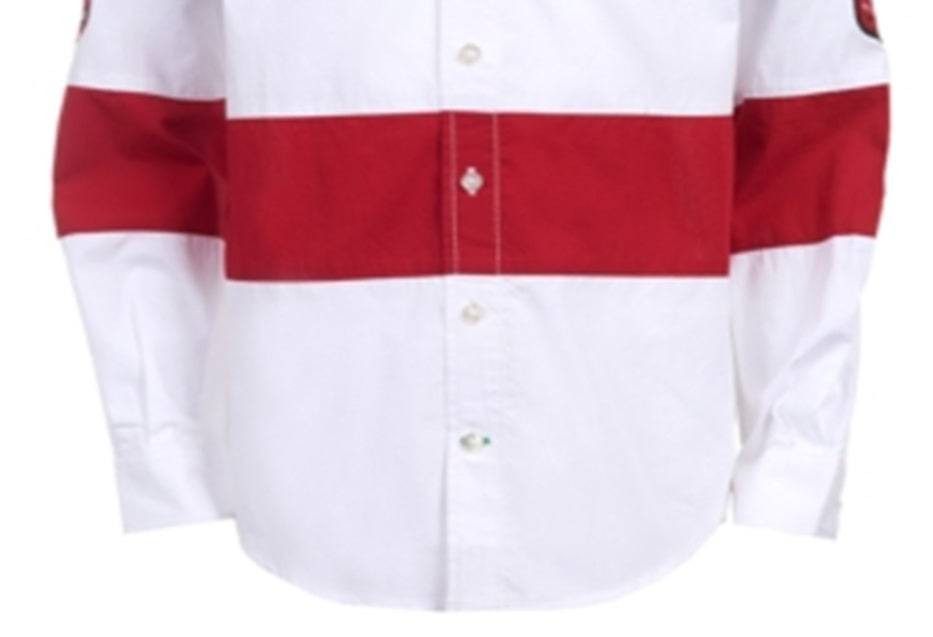 Camisa de popeline listrada com blocos de cores Tommy Hilfiger Big Boy's Philip, tamanho G, branca