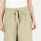 Calça capri texturizada feminina JM Collection com amarração frontal, tamanho areia clara - pequeno GG