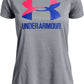 Camiseta Under Armour Solid Big Logo para meninas, cinza, tamanho pequeno
