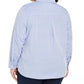 Camisa feminina Tommy Hilfiger Plus Size de algodão com bolinhas e zíper frontal, azul, tamanho 3X